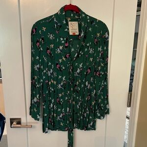 Anthropologie Teal Floral Blouse